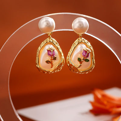 Fashion Baroque Pearl Stud Earrings High-grade Exquisite Elegant Graceful