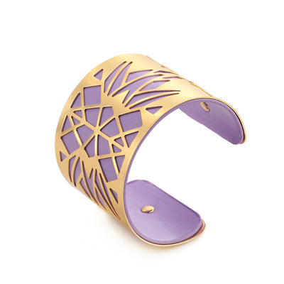 Wide face cutout metal bracelet
