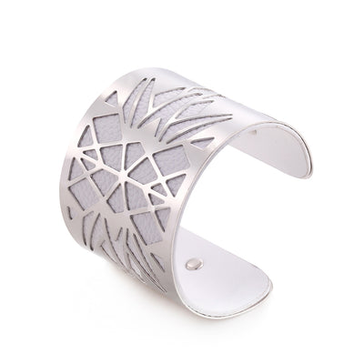 Wide face cutout metal bracelet