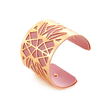Wide face cutout metal bracelet