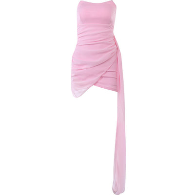 Mesh Ribbon Design Tube Top Dress For Women