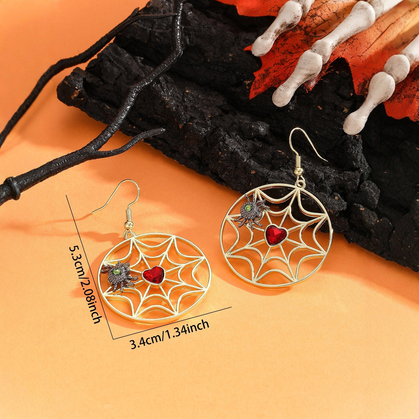 Fashionable And Personalized Spider Web Spider Pendant Earrings