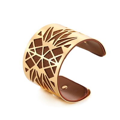 Wide face cutout metal bracelet
