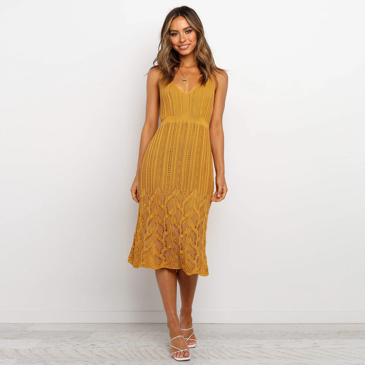 Knitted stretch high waist sexy cami dress