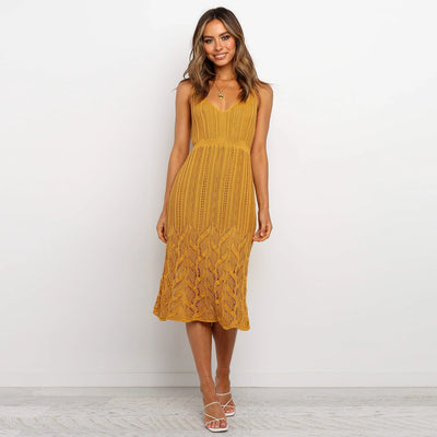 Knitted stretch high waist sexy cami dress