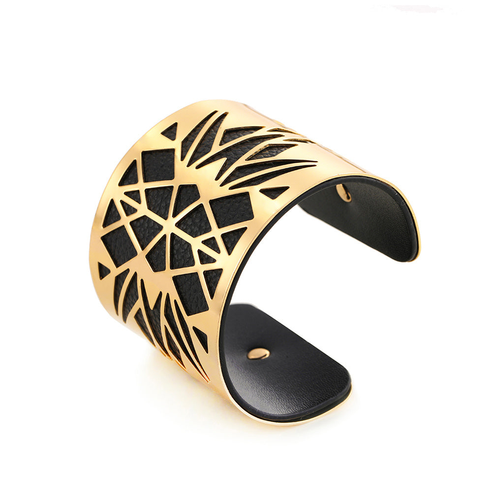 Wide face cutout metal bracelet