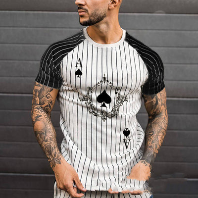 Poker A Stripe Printed Colorblock T-shirt