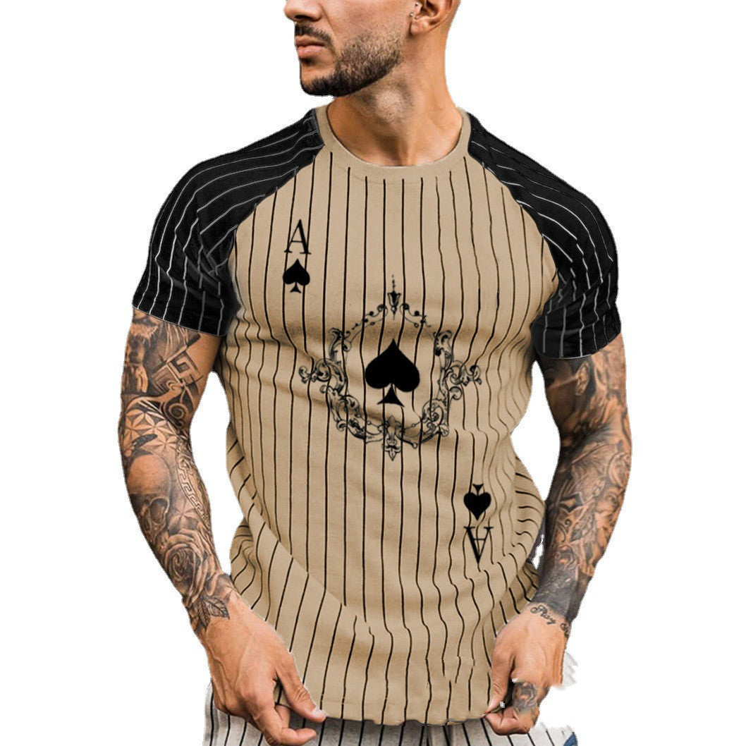 Poker A Stripe Printed Colorblock T-shirt