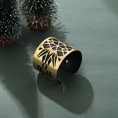 Wide face cutout metal bracelet