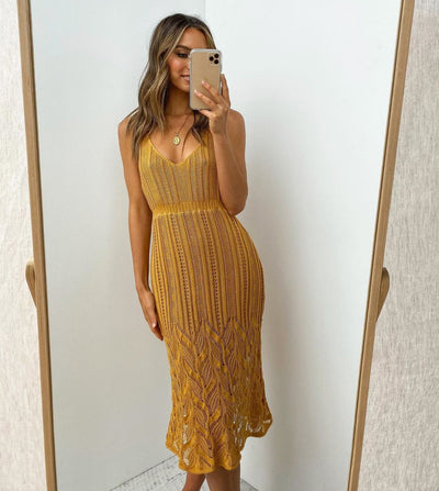 Knitted stretch high waist sexy cami dress