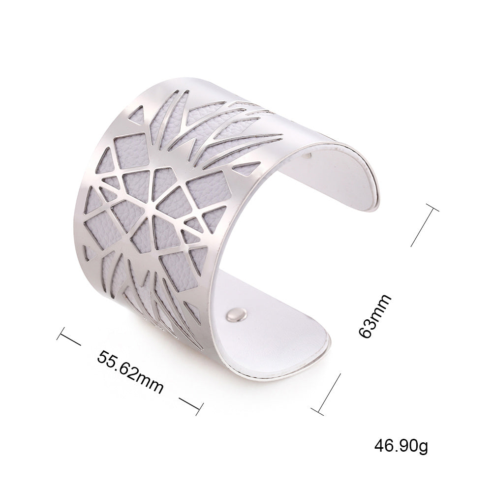 Wide face cutout metal bracelet