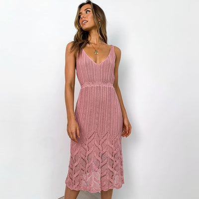 Knitted stretch high waist sexy cami dress