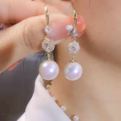 Fashionable Red Bean Personalized Pearl Earrings