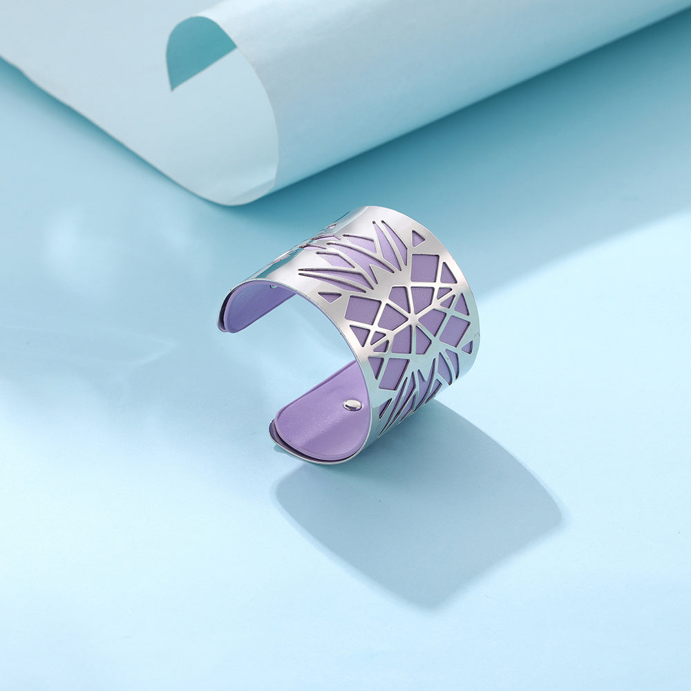 Wide face cutout metal bracelet