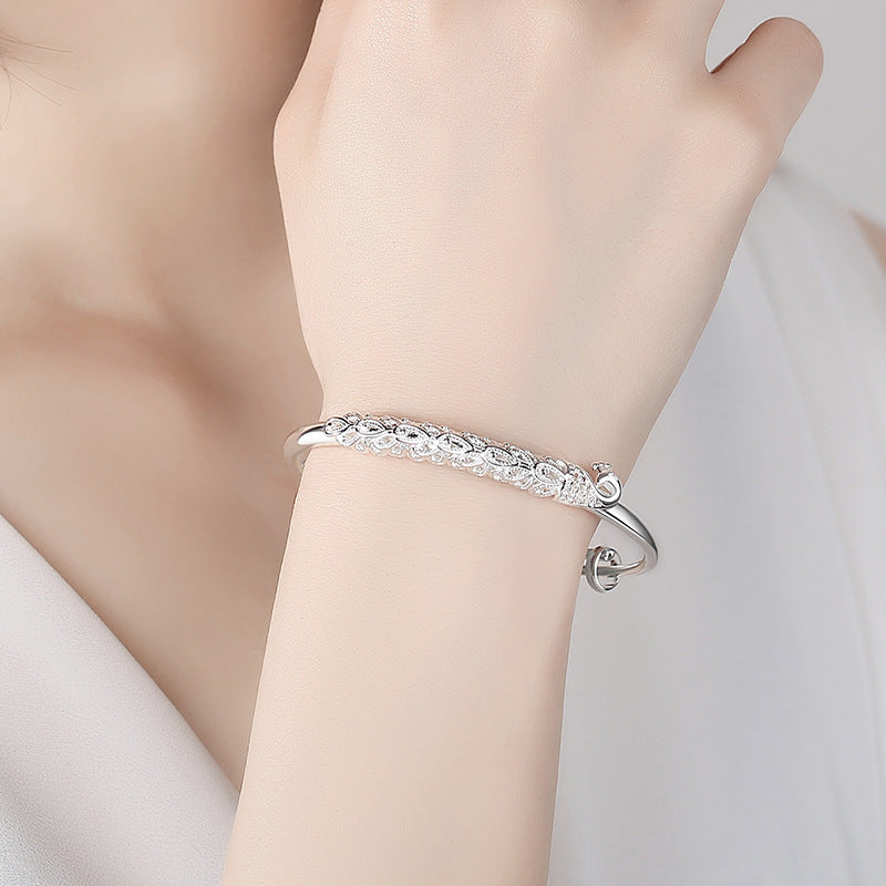 Embossed Copper And Silver Plated Bracelet