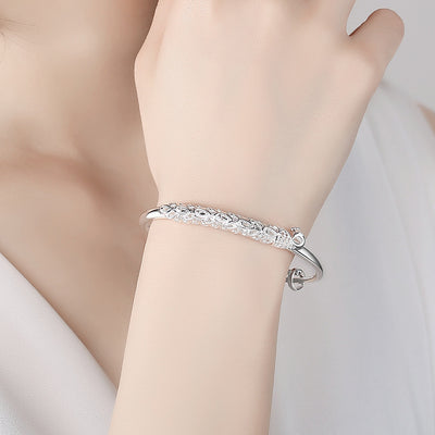 Embossed Copper And Silver Plated Bracelet