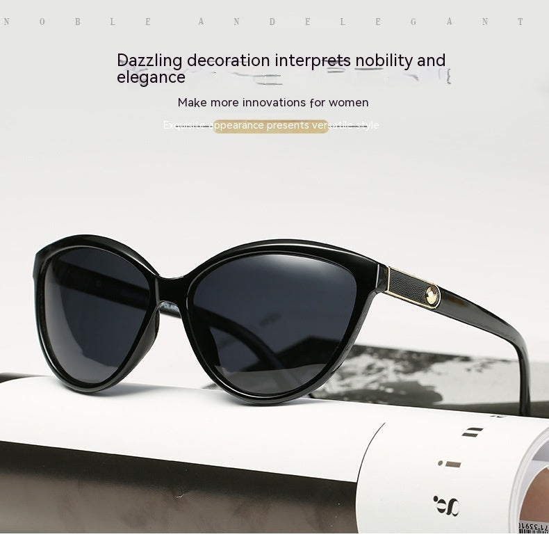 Personality Inlay Leather Polarized Sun Glasses Retro