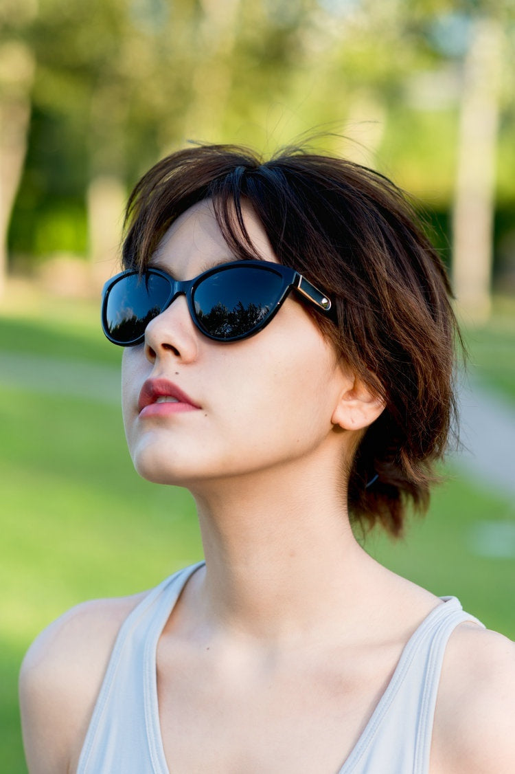 Personality Inlay Leather Polarized Sun Glasses Retro