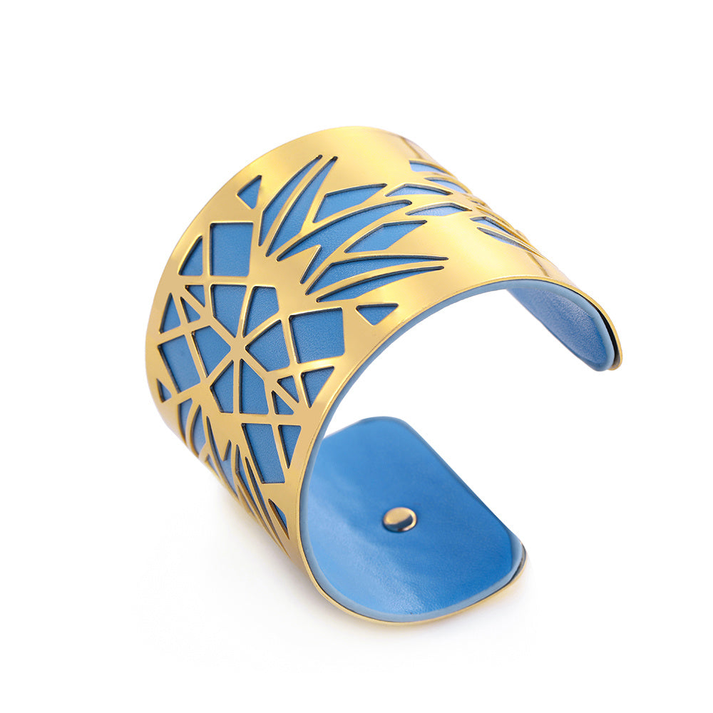 Wide face cutout metal bracelet