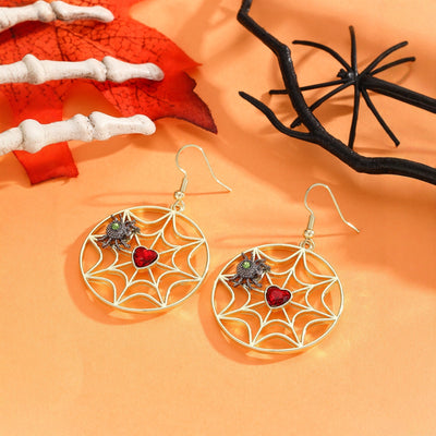 Fashionable And Personalized Spider Web Spider Pendant Earrings