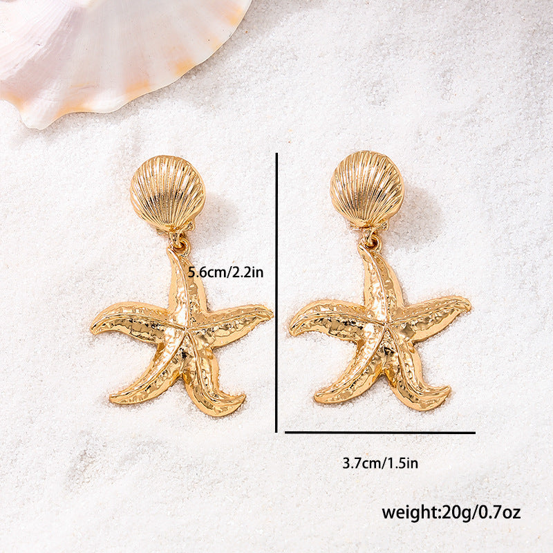Ladies' Exaggerated Personality Starfish Shell Earrings