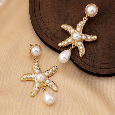Women's High-end Light Luxury Pearl Starfish Earrings