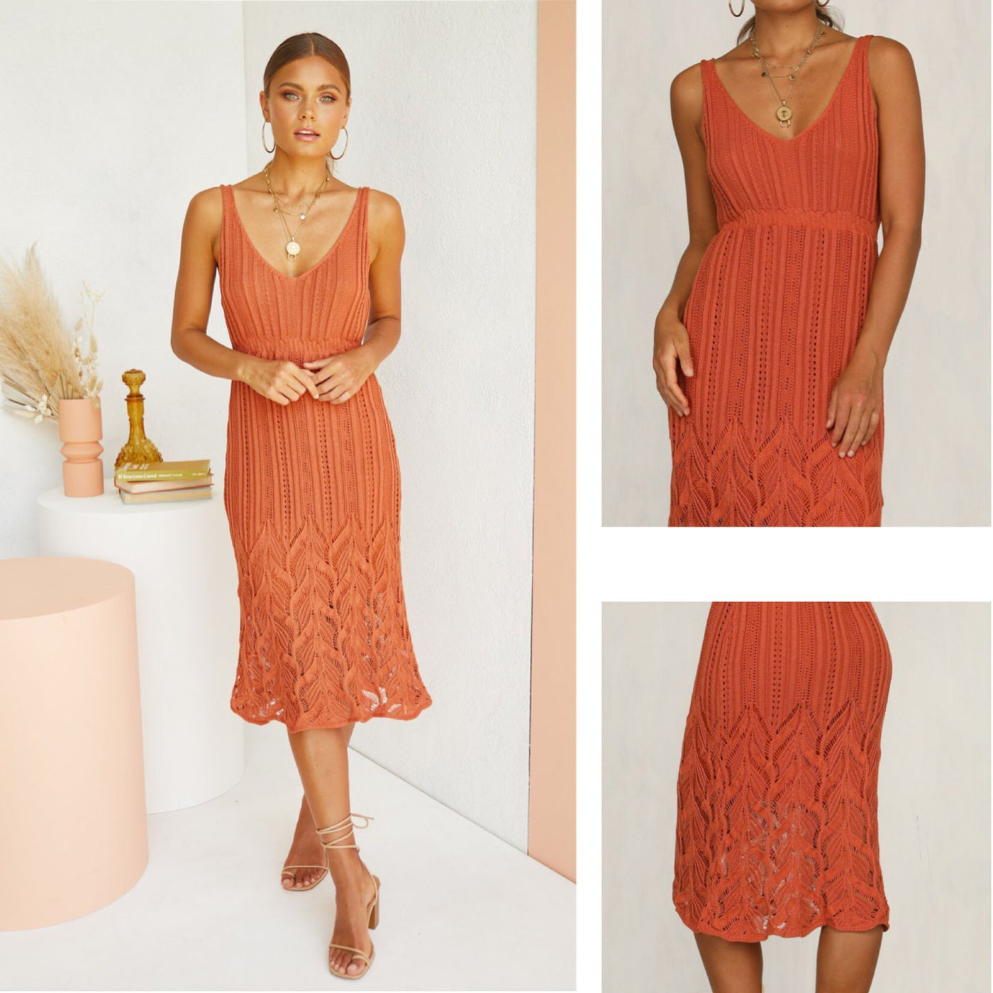 Knitted stretch high waist sexy cami dress