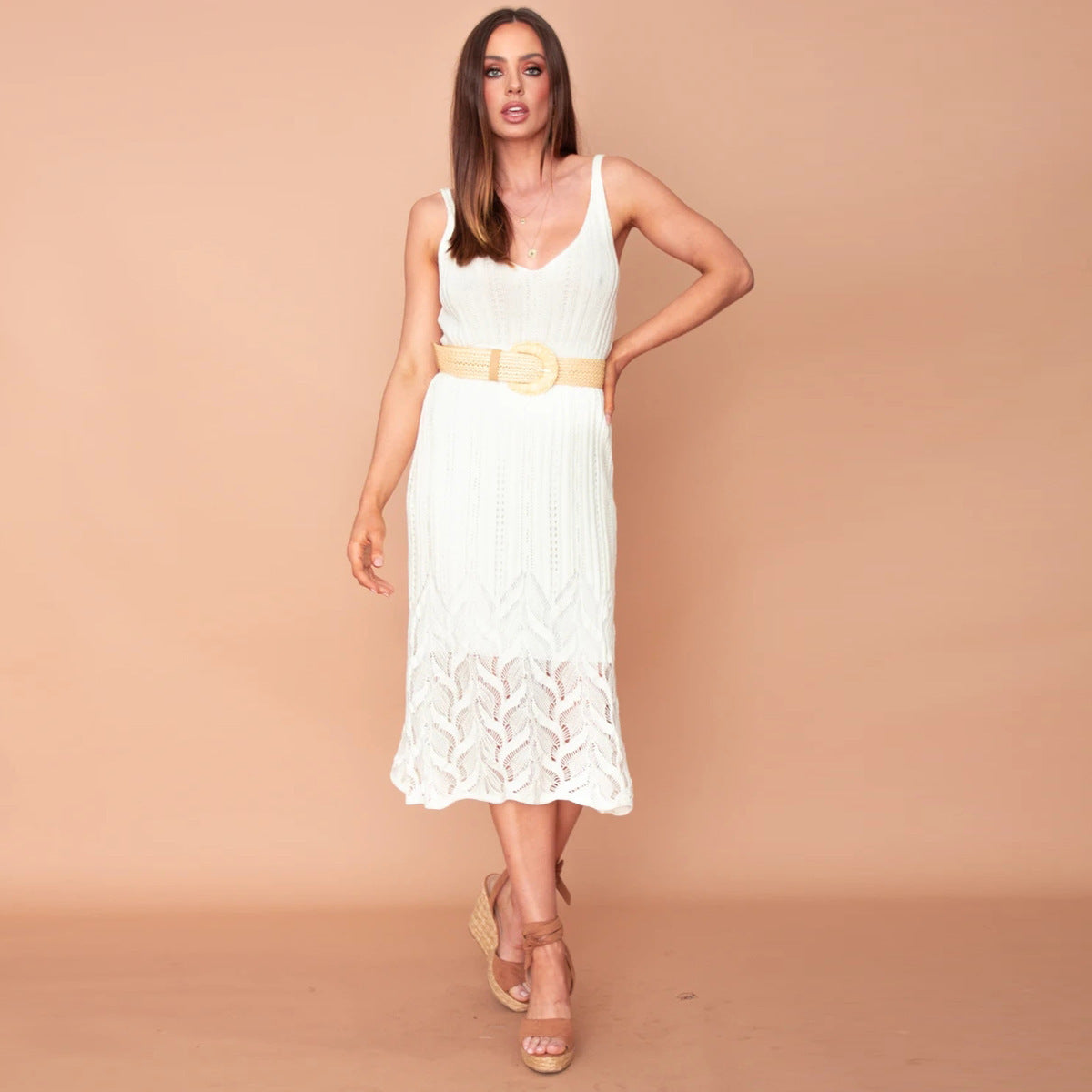 Knitted stretch high waist sexy cami dress