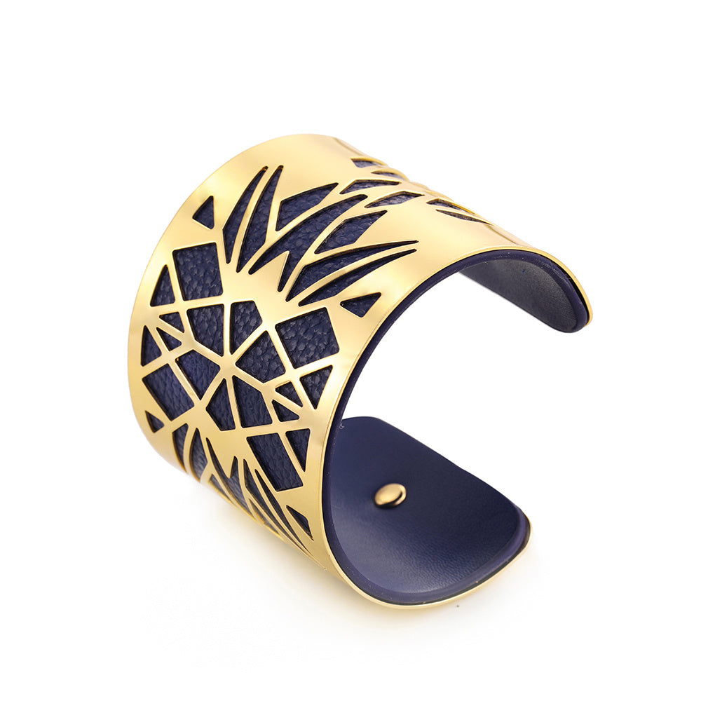 Wide face cutout metal bracelet