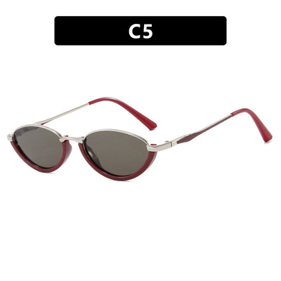 Small Frame Metal Sunglasses Sun Protection Plain Sun Glasses