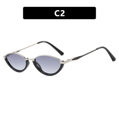 Small Frame Metal Sunglasses Sun Protection Plain Sun Glasses