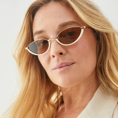 Small Frame Metal Sunglasses Sun Protection Plain Sun Glasses