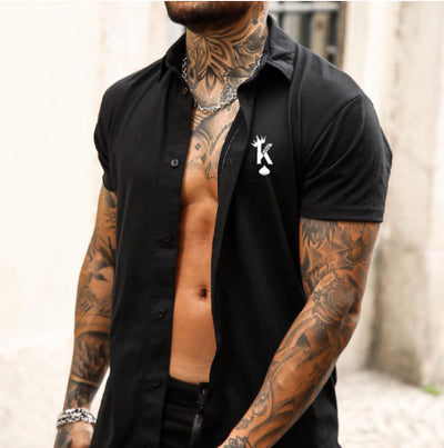 Digital Printing Men's Simplicity Long Sleeve Shirt