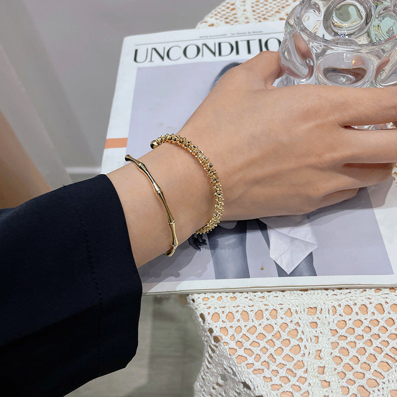 Bamboo Opening Women's Simple Personality Bracelet Retro Temperament