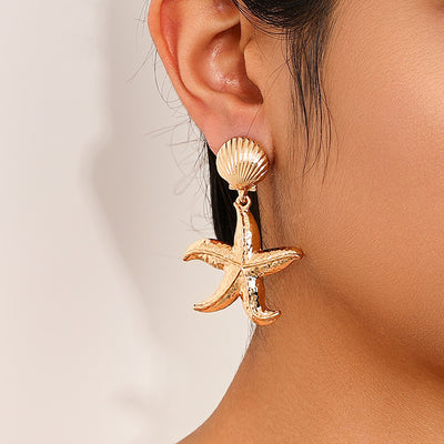 Ladies' Exaggerated Personality Starfish Shell Earrings
