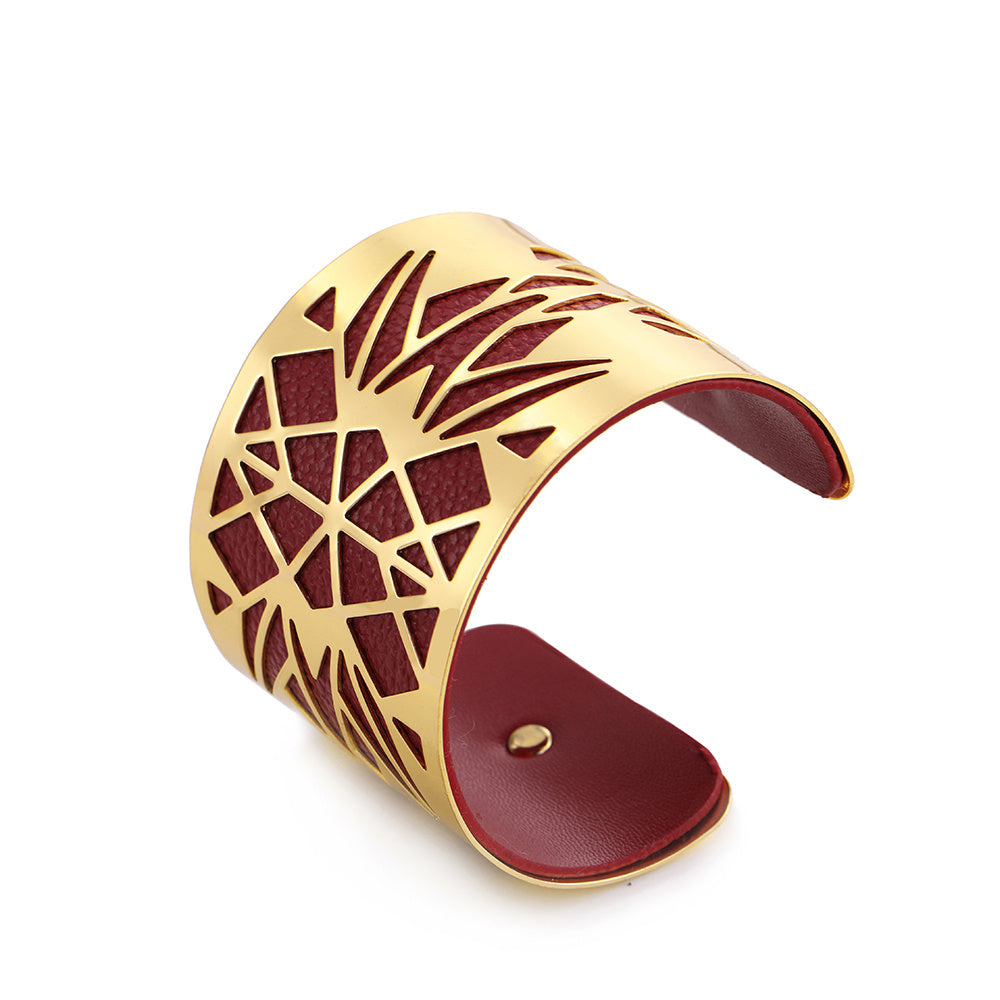 Wide face cutout metal bracelet