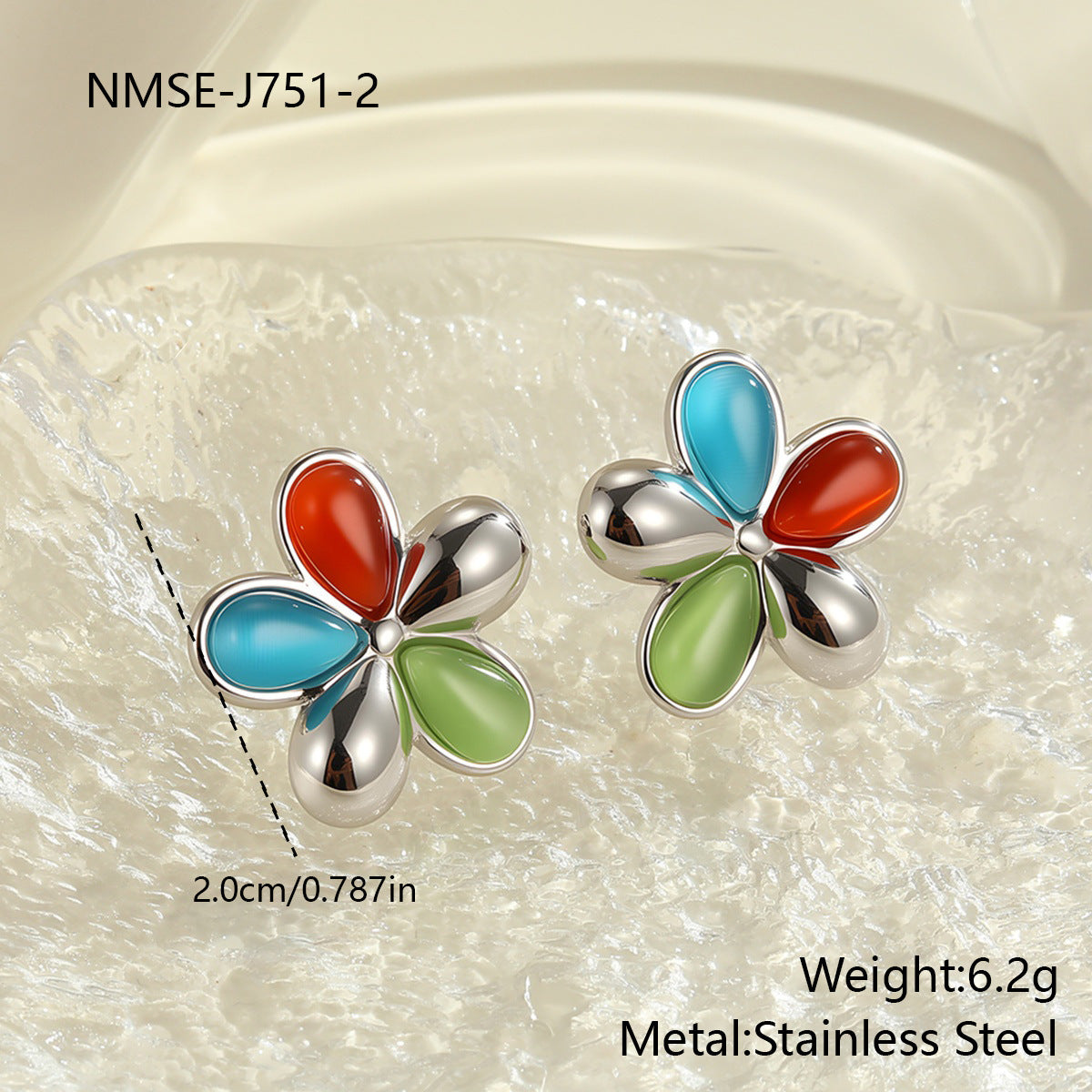 Colorful Opal Flowers Stainless Steel Studs