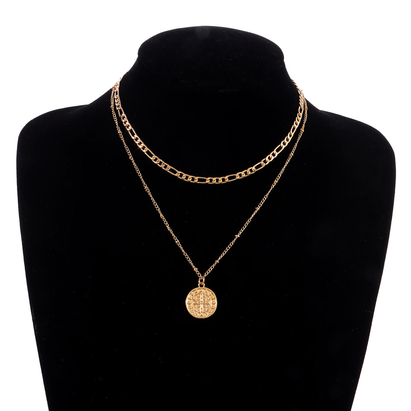 Ornament Fashion Cross Wafer Trend Female Double Layer Temperament Personality Necklace