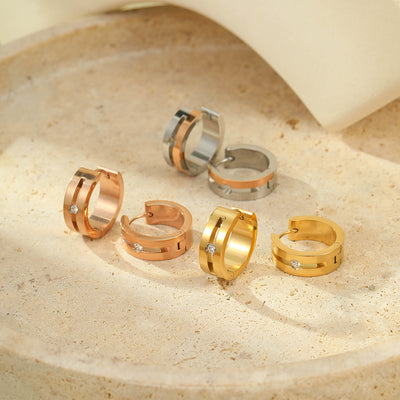 Diamond Titanium Steel Earrings