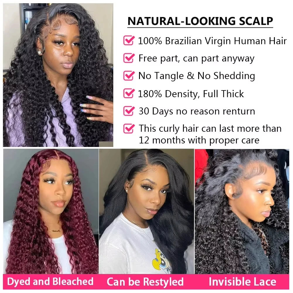 Curly 30 40 Inch 250% HD 13x6 Deep Wave Lace Front Human Hair Wigs 5x5 Glueless Ready To Wear Remy Wig 13x4 Lace Frontal Wig