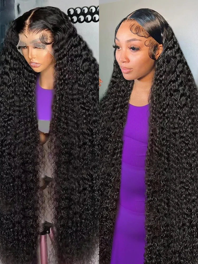 300% Density 13x6 Hd Deep Wave Lace Frontal Wig Brazilian 40 46 Inches 13x4 360 Water Curly Lace Front Human Hair Wigs For Women