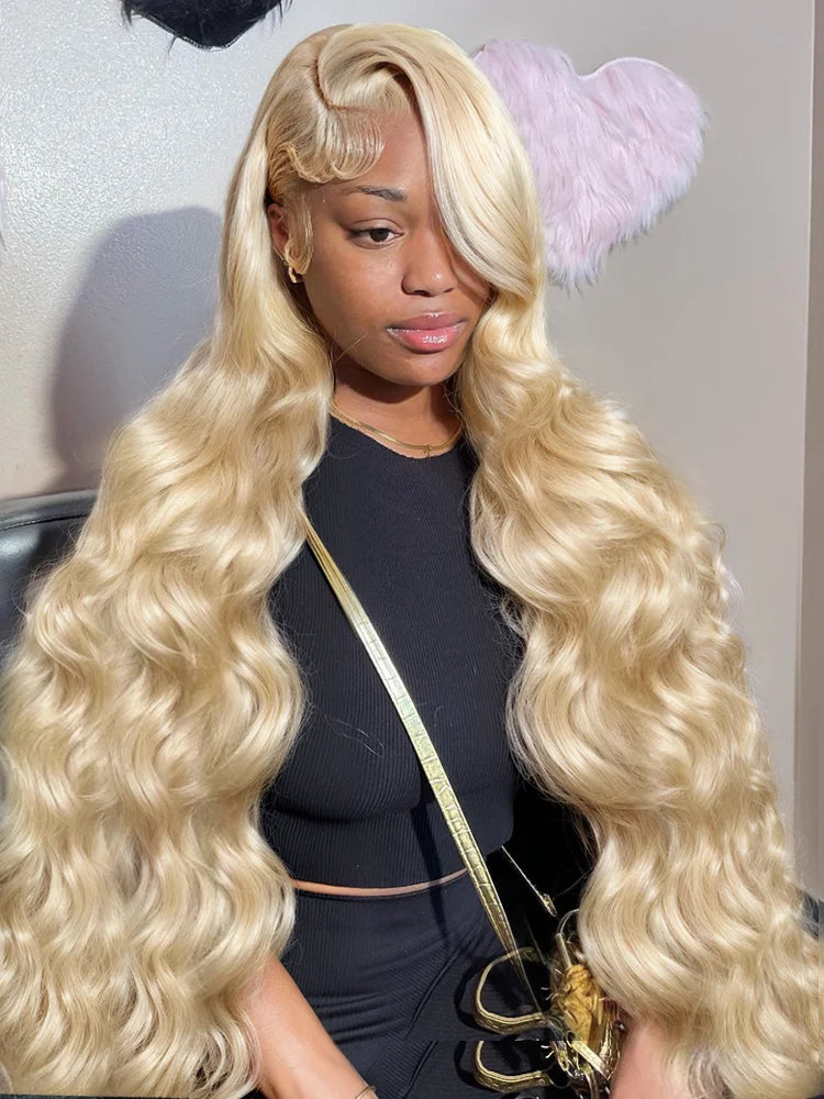 200 Density 13x6 HD Lace Front Human Hair Wigs 613 Honey Blonde Color Body Wave 30 40 Inch 13x4 Lace Frontal Wig For Women