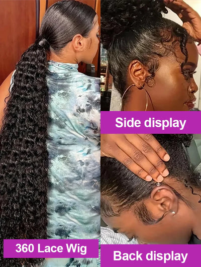 300% Density 13x6 Hd Deep Wave Lace Frontal Wig Brazilian 40 46 Inches 13x4 360 Water Curly Lace Front Human Hair Wigs For Women