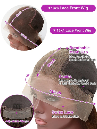 Highlight 7x5 Deep Wave Curly Glueless Lace Frontal Human Hair Wig Colored Water Wave 13x4 13x6 HD Lace Front Wig For Women 250%