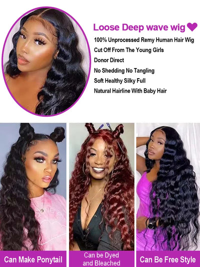 30 40 Inch Loose Deep Wave 13x6 HD Lace Frontal Human Hair Wig Brazilian 13x4 Curly Human Hair Lace Front Wigs Pre Plucked 250%
