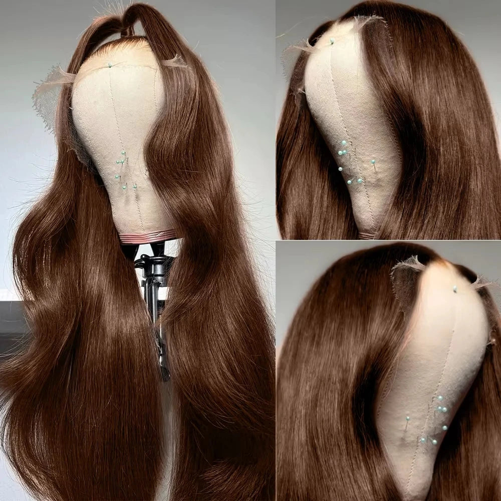 230% Density 13x6 Lace Front Wigs Straight Human Hair #4 Chocolate Brown Wig Colored 13x4 Lace Frontal Wigs Virgin Straight Wig