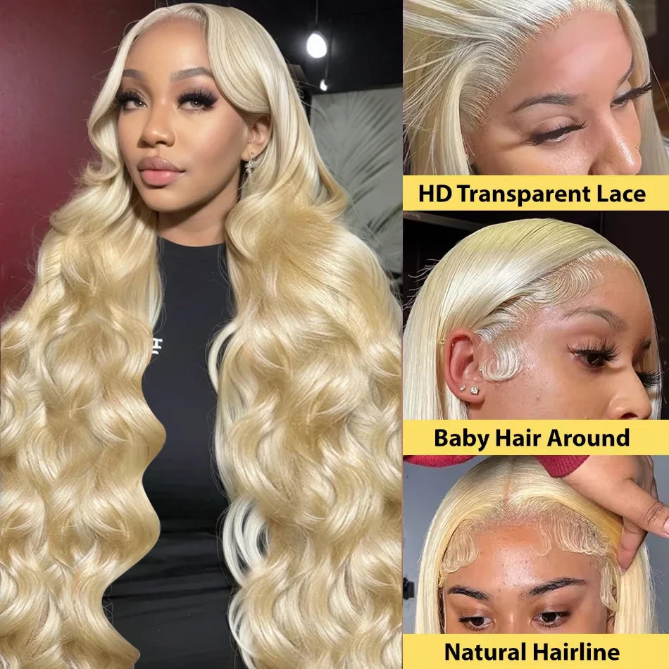 200 Density 13x6 HD Lace Front Human Hair Wigs 613 Honey Blonde Color Body Wave 30 40 Inch 13x4 Lace Frontal Wig For Women