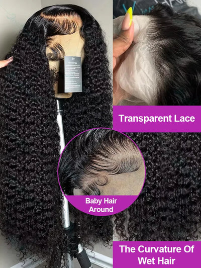 300% Density 13x6 Hd Deep Wave Lace Frontal Wig Brazilian 40 46 Inches 13x4 360 Water Curly Lace Front Human Hair Wigs For Women