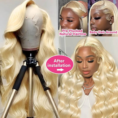 200 Density 13x6 HD Lace Front Human Hair Wigs 613 Honey Blonde Color Body Wave 30 40 Inch 13x4 Lace Frontal Wig For Women