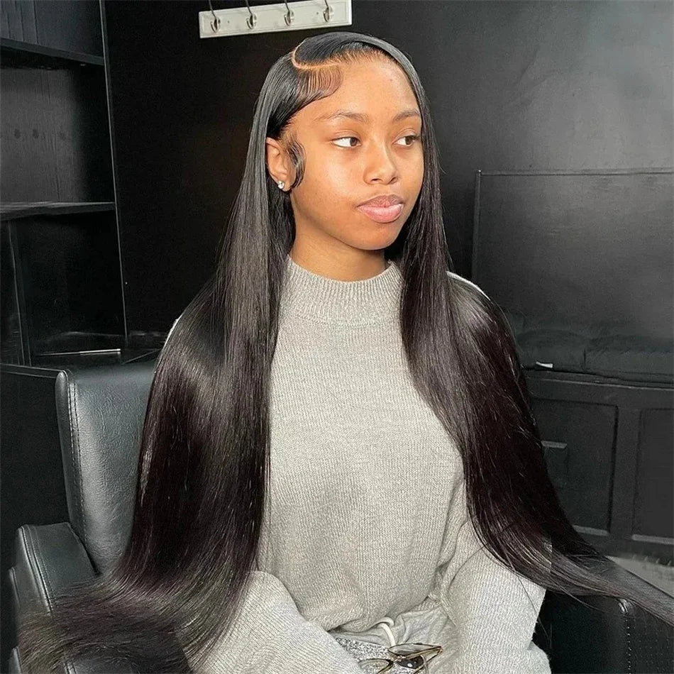 210% Density Vietnamese Super Double Drawn Bone Straight 13x4 Frontal Bob Wig with 100% Human Hair Natural Black For Black Women